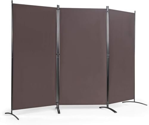 FANTASK 3-teiliger Raumteiler, Paravent klappbar 260 x 183cm, Trennwand Wandschirm aus Metall & Polyester Innen, Sichtschutz Room Divider