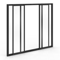 IDMarket - Schiebevorrichtung mit 4 Verglasungen, L 120 x H 108 cm, aus schwarzem Metall und Hartglas