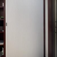 ZAQYCM Schiebetür Falttür Bohrfreies Innen Akkordeontür 60 70 80 90 100 110 120 130 140 cm Breit, Blau Gelb Weiß Grau Einzelne Schiebetüren Mit Aluminiumrahmen, Anpassbar innentüren(White,90x203cm)