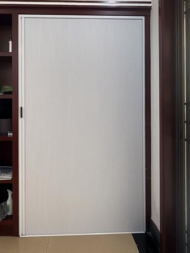 ZAQYCM Schiebetür Falttür Bohrfreies Innen Akkordeontür 60 70 80 90 100 110 120 130 140 cm Breit, Blau Gelb Weiß Grau Einzelne Schiebetüren Mit Aluminiumrahmen, Anpassbar innentüren(White,90x203cm)