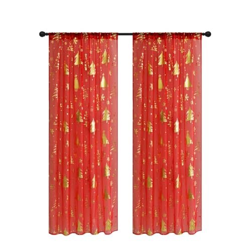 Giuneuow 2-Teilige Transparente Weihnachtsvorhänge mit Schneeflocken-Print für das Wohnzimmer 52 W X 83.9 L