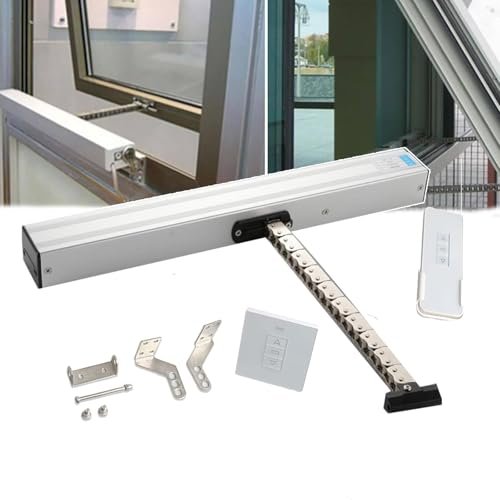 QIANMEI Elektrischer Fensterheber-Antrieb 24V, Doppelkette/Geräuscharm, 400N Schließkraft/Diebstahlsicher, Automatische Lüftungsvorrichtung Hub 300-1000 Mm, Mit Fernbedienung + Schalter(300mm)