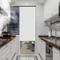 Dailify Falttür Innentüren Schiebetür zum Falten Ohne Bohren für die Küche, Weiße Faltbare Innentüren für Schlafzimmer, Verdunkelungsvorhang Faltenrollo(75x200cm (29.5x78.7))