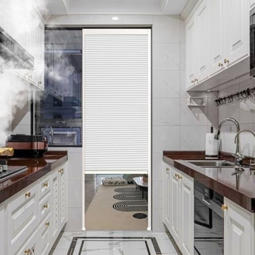 Dailify Falttür Innentüren Schiebetür zum Falten Ohne Bohren für die Küche, Weiße Faltbare Innentüren für Schlafzimmer, Verdunkelungsvorhang Faltenrollo(75x200cm (29.5x78.7))