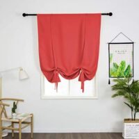 SIMPVALE Raffgardinen Verdunkelung Kurz Vorhänge mit Raffgardinen Wärmeisoliert Verdunkelungsvorhang mit Stangentaschenrollo für Schlafzimmer Wohnzimmer Küche (Rot, 120*120cm)