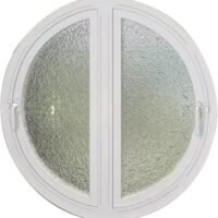 90° drehbares Rundfenster, Zwei seitlich zu öffnende Sichtschutz-Lüftungsöffnungen, gehärtetes Glas mit Wasserwellenstruktur (weiß, 70 cm/27,6 Zoll)