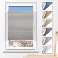 Plissee Verdunkelung ohne Bohren Verdunklungsplissee Klemmfix Hellgrau 105x120cm(BxH) Faltrollo 100% Blickdicht Sonnenschutz & Schallschutz Plisseerollo für Fenster & Tür