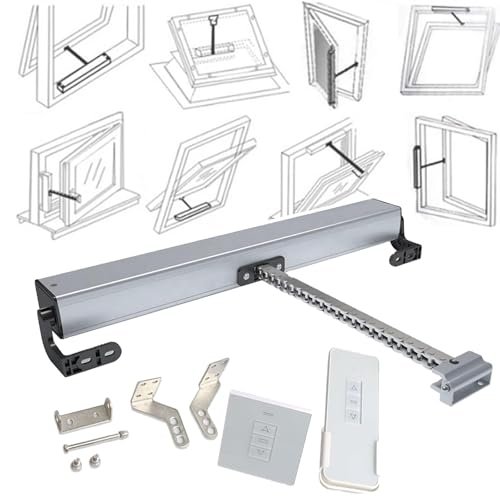 QIANMEI Automatischer Fensteröffner Hub (300-1000mm), Elektrischer Lüftungsantrieb - 24V, Mit Wandschalter + Fernbedienung, for Flügelfenster(400mm)