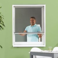 empasa Insektenschutz Rollo Fenster CLASSIC Fliegengitter Mückenschutz ausziehbar, aus PVC und schwarzem Fiberglas, einfache Montage, Selbstbausatz, individuell kürzbar, bis max. 150 x 220 cm