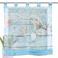 Home fashion Schlaufenraffrollo Voile Digitaldruck MARITIM, Polyester, Blau, 140 x 80 cm