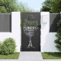 Canditree Gartentor Gartentür aus Metall Abschließbar Hoftor Eingangstor für Garten Terrasse, Schwarz (85 x 200 cm)