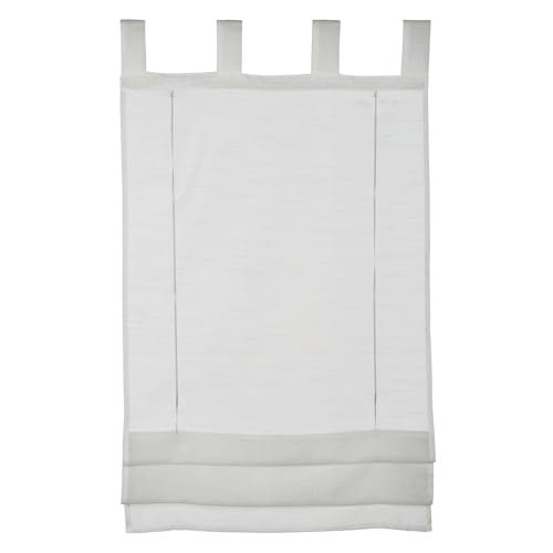 GARDINIA Raffrollo, Transparenter Voile-Stoff, Schlaufen, Weiß, 70 x 140 cm